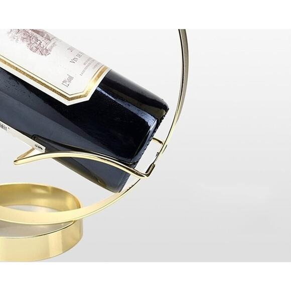 Modern Simple Circle Ring Tabletop Display Wine Rack Bottle Holder, Gold - Picture 8 of 10